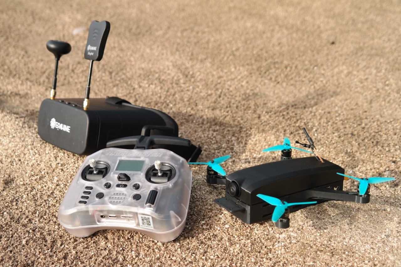 Agricultural drone in field